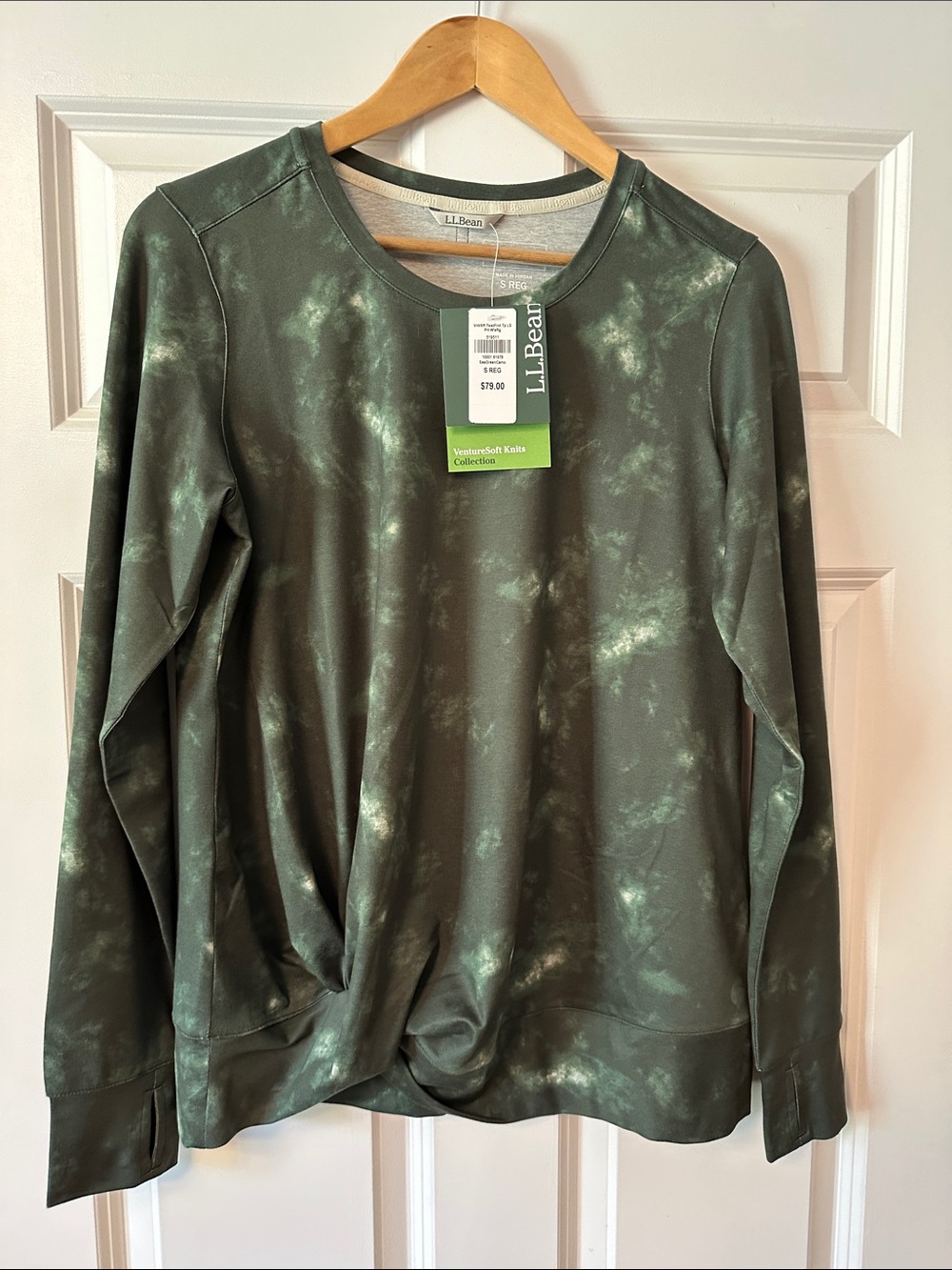 L.L. Bean Women's Green Tie-Dye Long-Sleeve Top - Small NWT